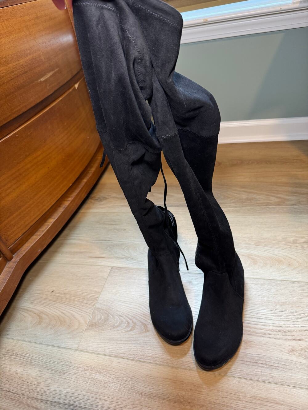 Black Faux Suede Over the Knee Boots Women's 7.5
